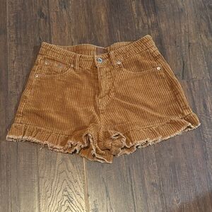 POL Frayed Hem Corduroy Shorts